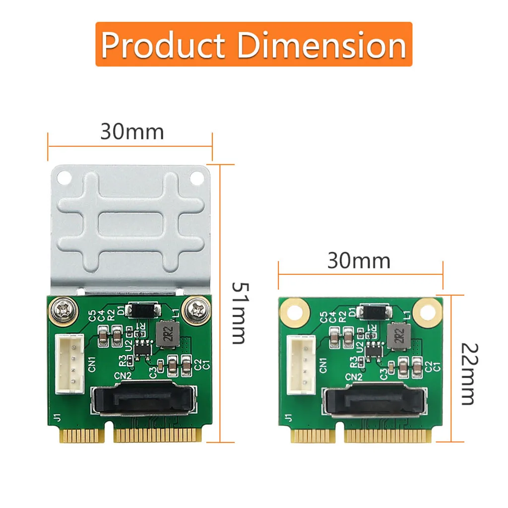 Adaptador Msata a SATA de 2,5 pulgadas, Cable convertido, conector de fuente de alimentación de 5V, elevador mSATA a SATA de 2,5 "con Mini tarjeta, soporte medio a completo - imagen 5