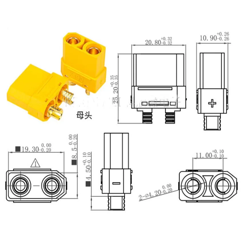 1 Juego de conectores de batería XT90 (XT90H), conector macho hembra chapado en oro de 4,5mm para batería modelo RC - imagen 3