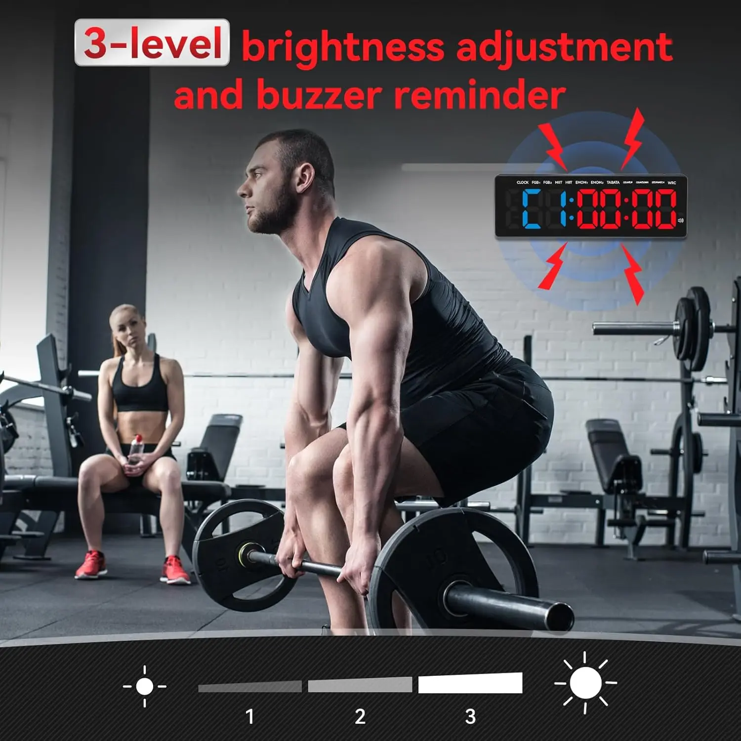 Temporizador Digital de gimnasio de 3,5 ", reloj de cuenta regresiva/arriba para entrenamiento, pantalla LED ultraclara, Compatible con Banco de energía, cronómetro de Metal para entrenamiento - imagen 5