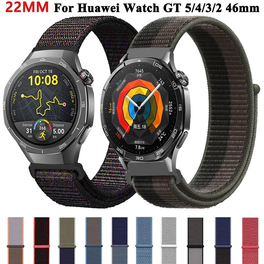 Correa de nailon de 22mm para Huawei Watch GT 5/4/3 Pro, correa de reloj deportivo de 46mm para Huawei GT5/GT3 Pro/GT4, pulsera inteligente de 46mm