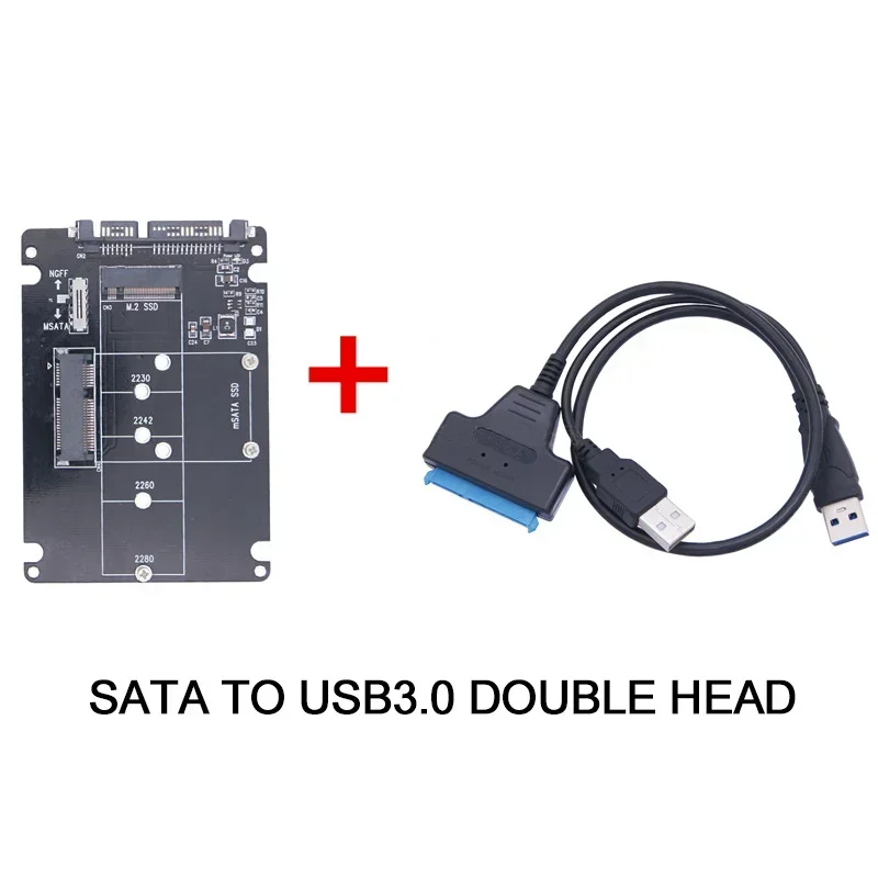 Tarjeta de expansión adaptadora M.2 NGFF Bkey MSATA SSD a puerto serie SATA USB3.0 caja de transferencia línea SSD convertidor de caja de unidad de estado sólido - imagen 3