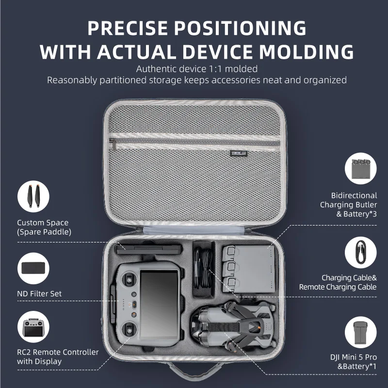 Estuche de almacenamiento para DJI Mini 5 Pro, caja protectora dura, bolsa de transporte portátil para Mini 5 Pro Drone RC 2, accesorio de funda para controlador - imagen 5