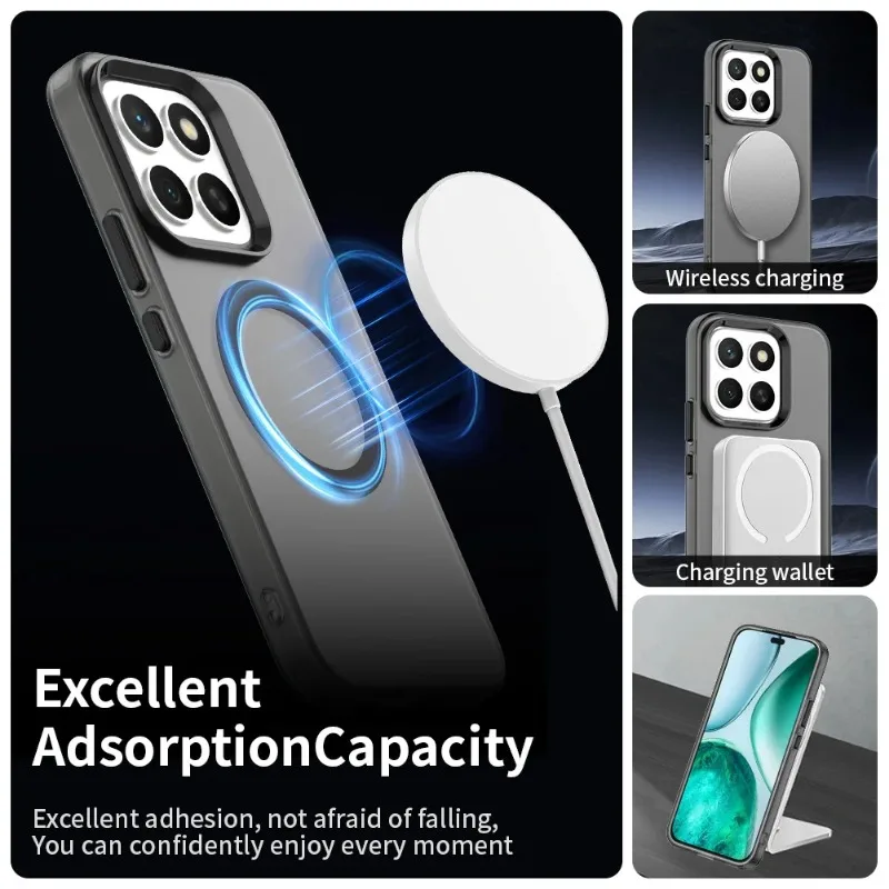 Funda X8C para Magsafe, funda de PC translúcida con carga inalámbrica magnética para Huawei Honor X8C X8 C, parachoques a prueba de golpes de Color caramelo - imagen 4