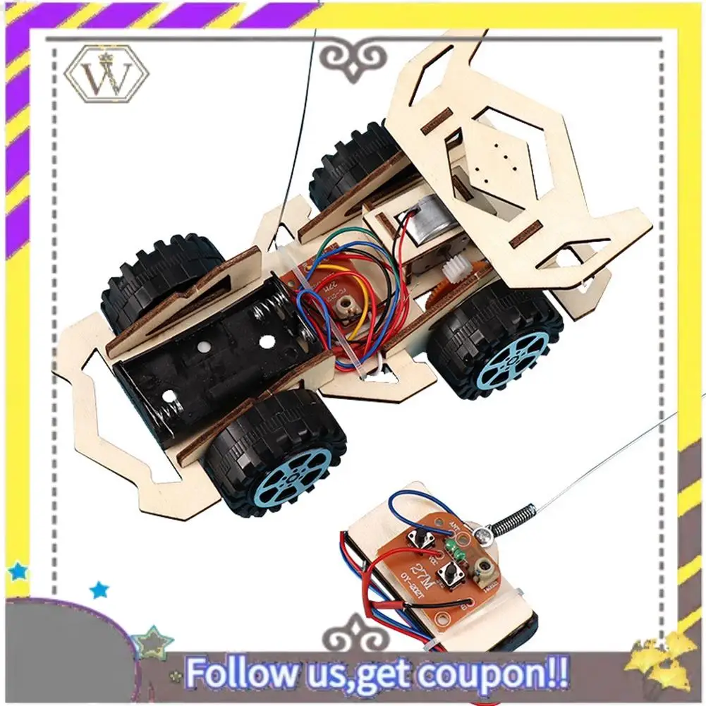 AU33-DIY RC coche de juguete montaje de madera vehículo de construcción juguetes coche de carreras juguete experimento científico modelo Kits regalo para niños - imagen 2