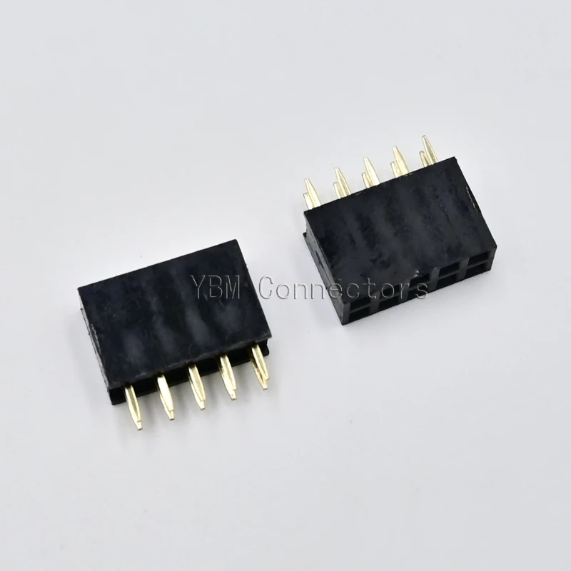 Conector de tira PCB de aguja recta de doble fila, 10 piezas, 2,54mm, 2x2/3/4/5/6/8/10/12/13/15/20/40 Pines, cabezal hembra 2,54