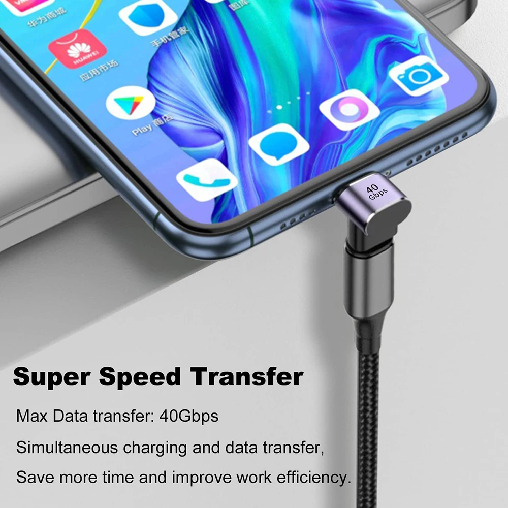 Adaptador USB C extensor de USB-C de 90 grados ángulo recto 40Gbps PD 100W carga rápida para Steam Deck Switch portátil MacBook Tablet - imagen 3