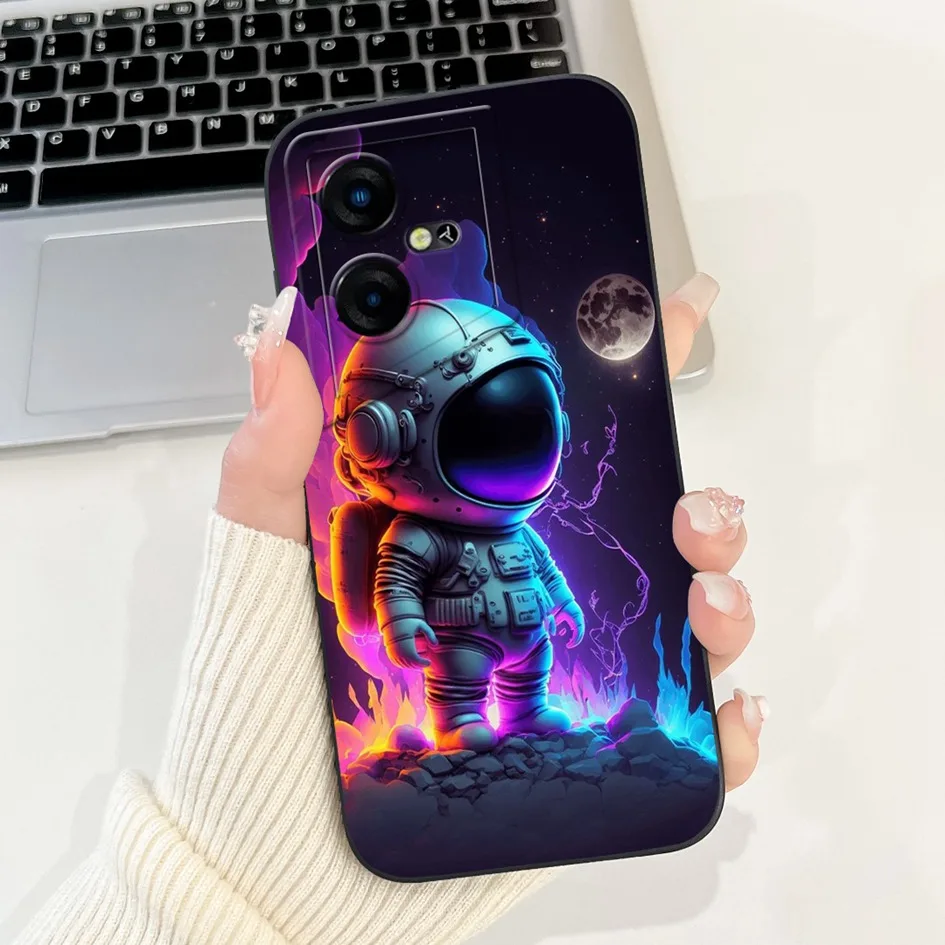 Funda a prueba de golpes para Tecno Pova Neo, carcasa a prueba de golpes, Lovely Astronaut Liquid Silicone Bumper para Tecno Pova Neo 3 LH6n PovaNeo Etui, LE6 LE6h - imagen 3