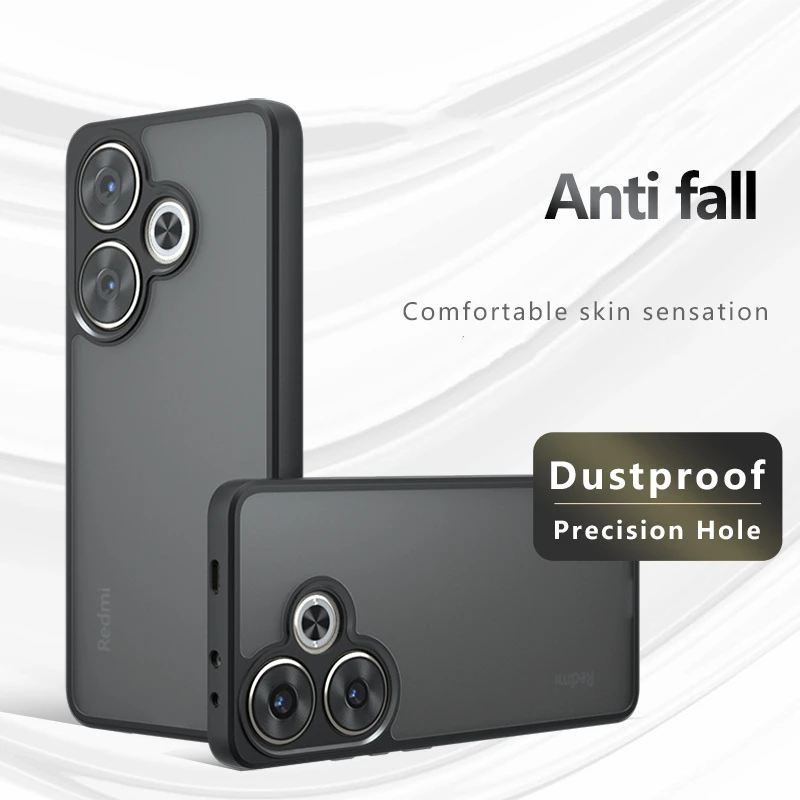 Para Poco F6 funda Xiaomi Poco F6 F 6 Capa teléfono parachoques trasero a prueba de golpes negro mate esmerilado Negro transparente Fundas Poco F6 - imagen 5