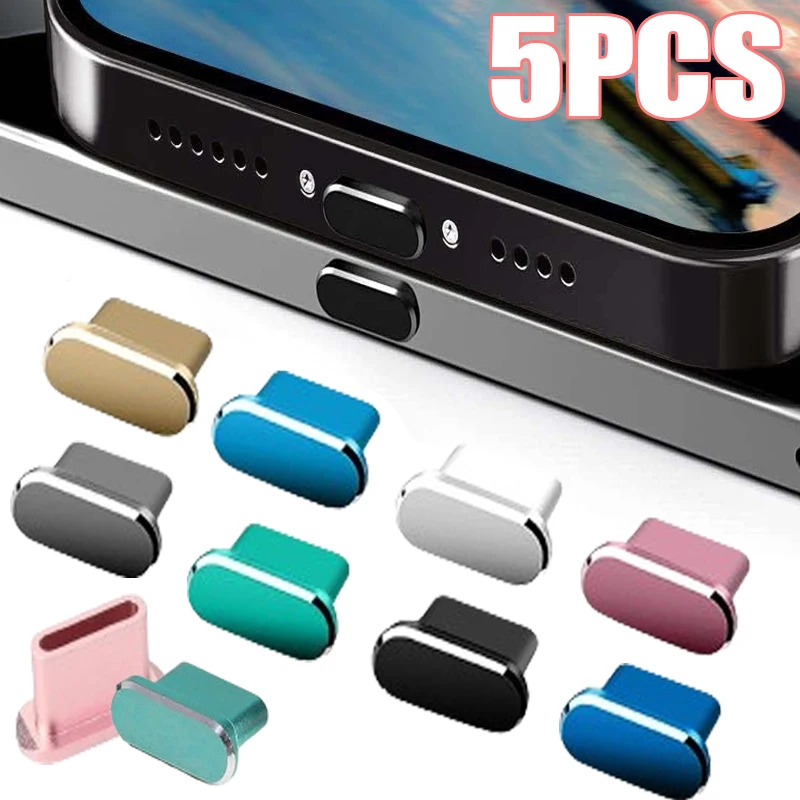 Tapones antipolvo de Metal 15Plus para iPhone 15 Pro Max iPhone15 15PM tipo C puerto de carga tapón antipolvo tapa de protección para teléfono móvil