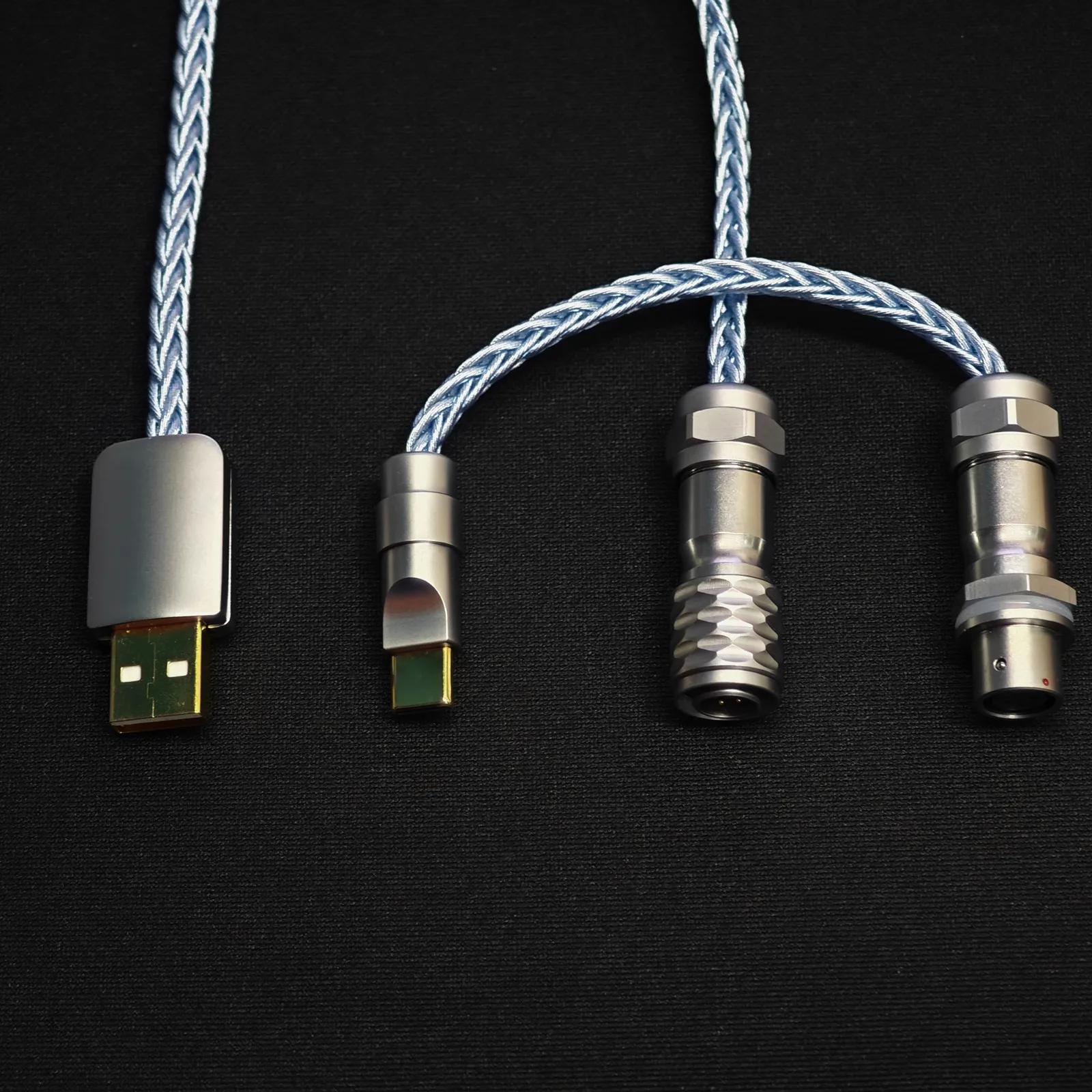 Nuevo Cable de carga de datos Chapado en plata y cobre de un solo cristal USB tipo C de Metal personalizado para teclado mecánico Cable de enchufe de aviación - imagen 2