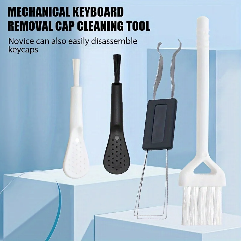 Juego de herramientas de reparación de plástico multifuncional, extractor de teclas, removedor de cables/interruptores, limpiador de auriculares y cepillo para polvo de teclado, 4 Uds. - imagen 5