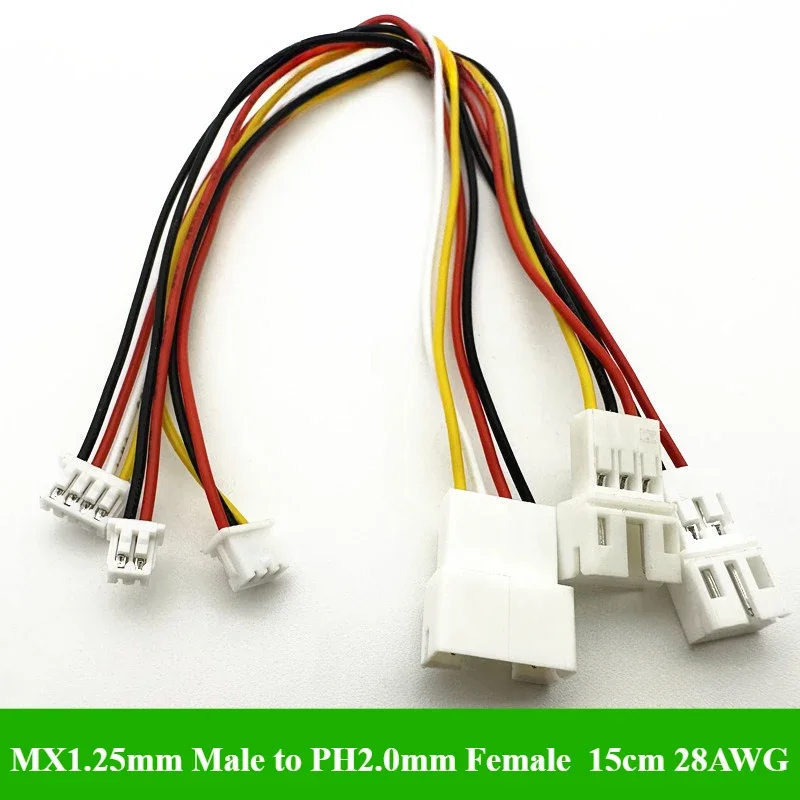 1/5/10/30/50 unids/lote MX1.25mm macho a PH2.0mm hembra 2P 3P 4P cable terminal 15cm 28AWG cable de juguete para niños JST MX1.25 PH2.0 - imagen 4