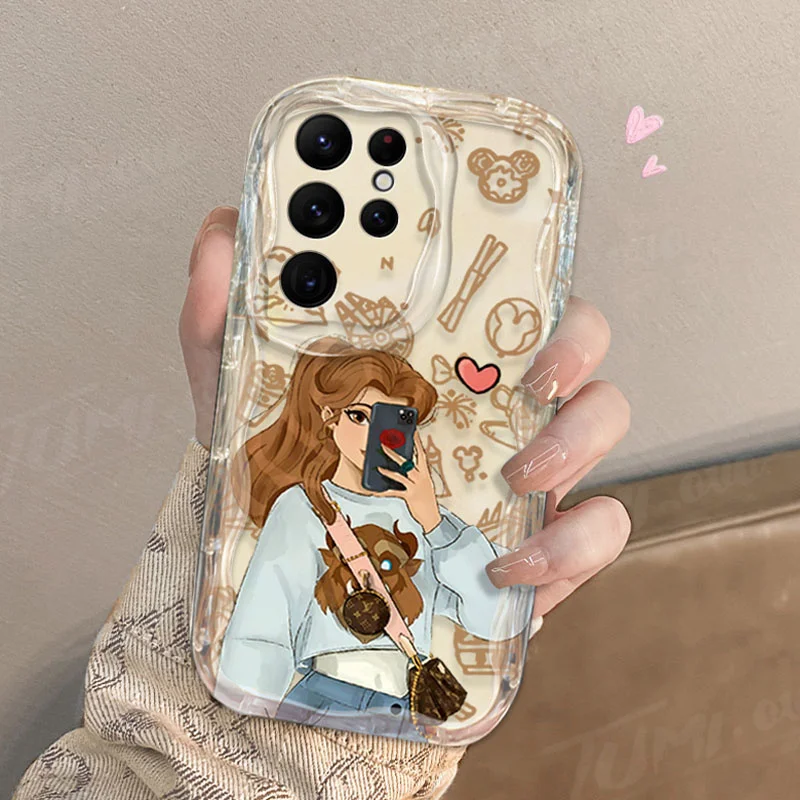 Disney Princess Belle Ariel 3D Wave Case para Samsung Galaxy S24 Ultra S23 S22 Plus S21 S20 FE A25 A55 A35 A15 A05 A05S Cover - imagen 3