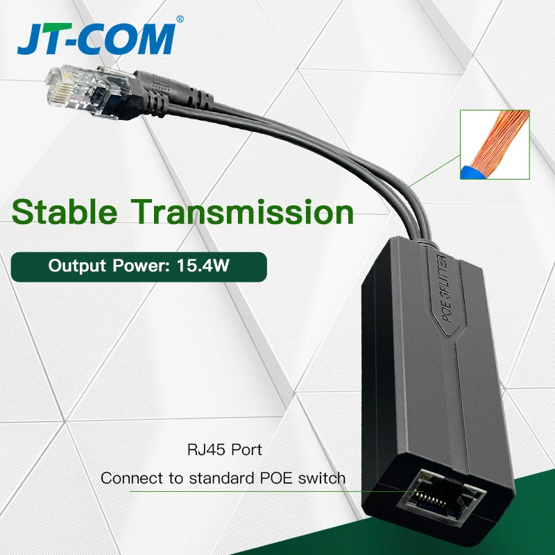 Divisor POE estándar 48V a 5V 12V 1.2A 2A Micro USB tpye-C 100M/1000M fuente de alimentación del inyector de cámara POE para Huawei Hikvision - imagen 5