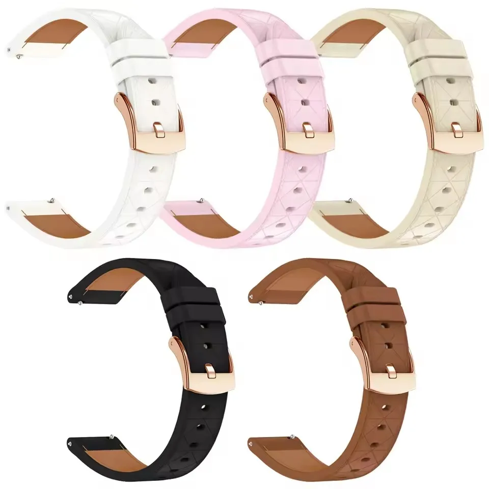 Correa de 20mm para Garmin Venu SQ 2/2 Plus, correa de cuero sintético PU para Vivoactive 3 5 Forerunner 165 245 645, pulsera inteligente de música - imagen 5