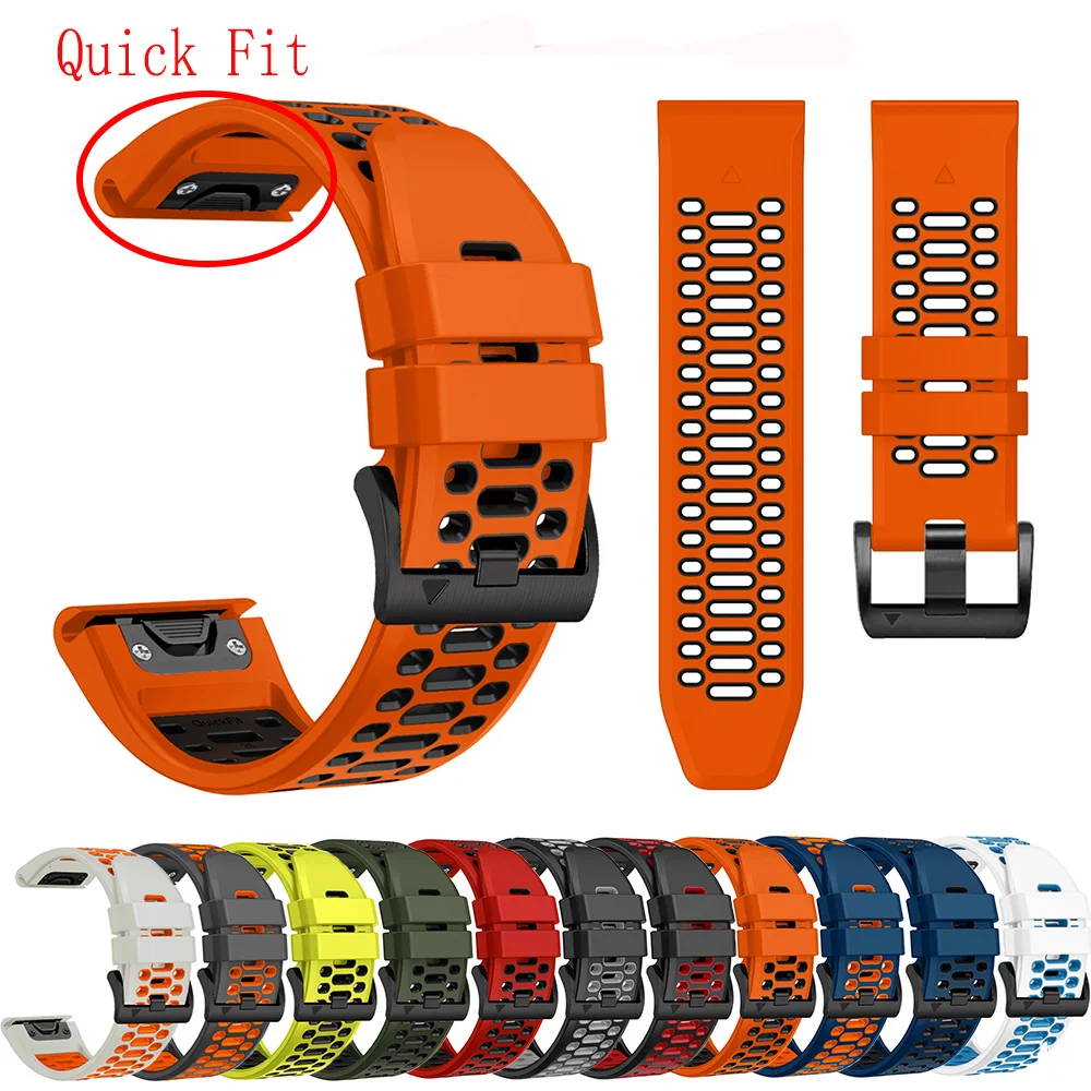 Correa de reloj de silicona Quickfit, pulsera de 22 y 26mm, enfoque S60, S62, descenso G1, MK1, 2, 2i, Epix, Instinct 2, Fenix 6X, 6 Pro, 5, 5X Plus, 7X, 7