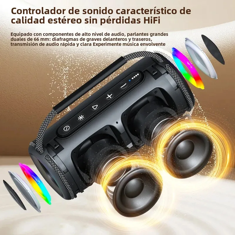 Rockmia Fresh nuevo 30W RGB inalámbrico Bluetooth 5,3 altavoz portátil estéreo música Boombox con luz RGB EBS-617 impermeable - imagen 3