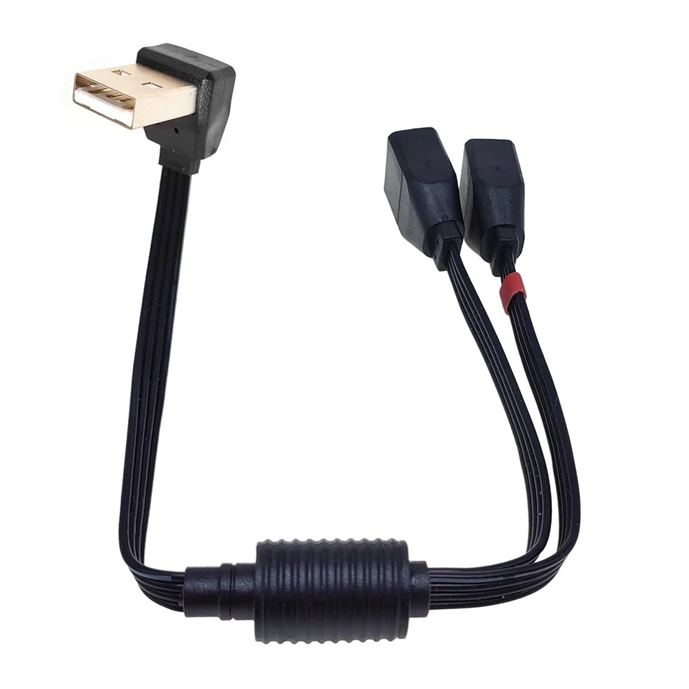 10CM 20CM codo de ordenador de coche USB uno a dos cable de carga de datos codo de 90 grados USB uno a dos cable de extensión hembra - imagen 4