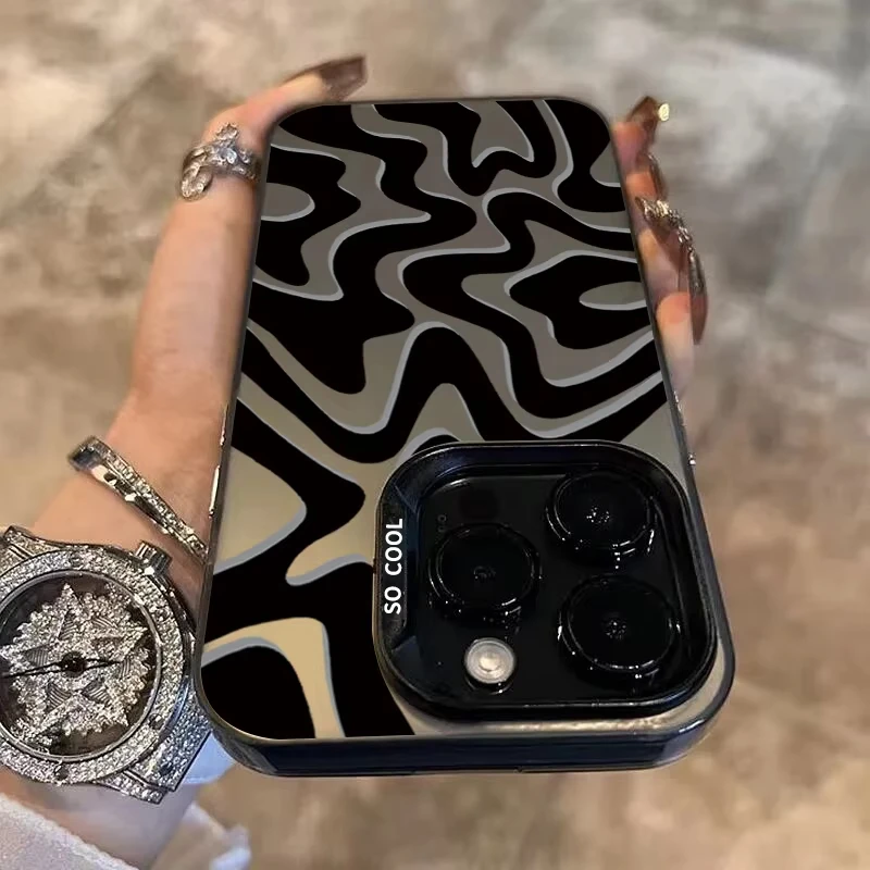 Funda de teléfono negra con ondas de agua para Samsung Galaxy S25 Ultra S24 S23 S22 S21 Plus S20 FE A55 A54 A35 A15 contraportada a prueba de golpes - imagen 4