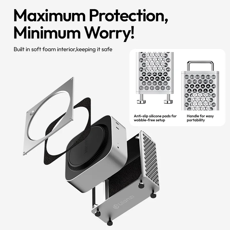 Ulanzi QT01 Mac Mini funda de aleación de aluminio para Mac Mini M4/M4 Pro disipación de calor optimizada DIY MAC Mini soporte configuración magnética - imagen 5