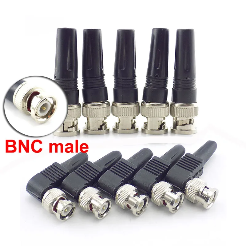 Conector de enchufe macho BNC de vigilancia, Adaptador tipo giro, Cable Coaxial RG59 / RG60 para cámara CCTV