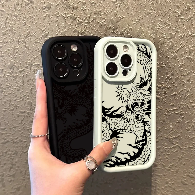 Funda de teléfono de silicona con dragón negro chino para Samsung Galaxy A26 A33 A25 A16 A56 A06 A24 S25 S24 S23 S22 S21 Ultra Plus FE - imagen 5