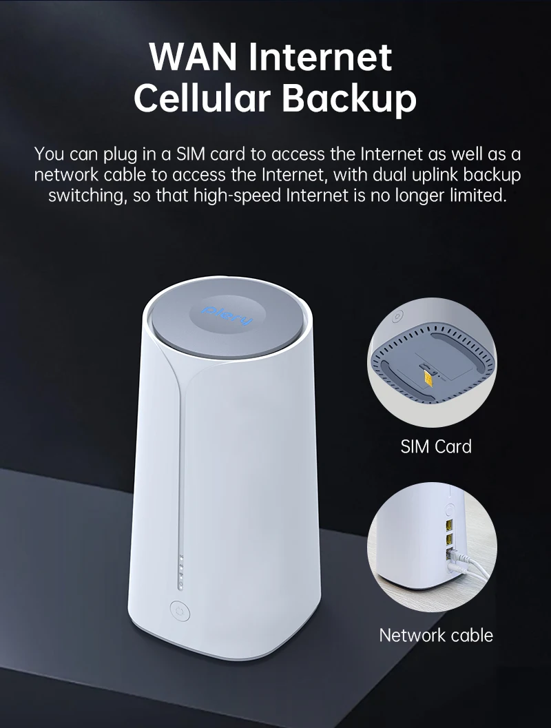 Plery 5G Router 3000Mbps CPE AX3000 WIFI6 puerto Gigabit enrutador Wifi inalámbrico 5G Modem enrutador repetidor amplificador con ranura para tarjeta Sim - imagen 4