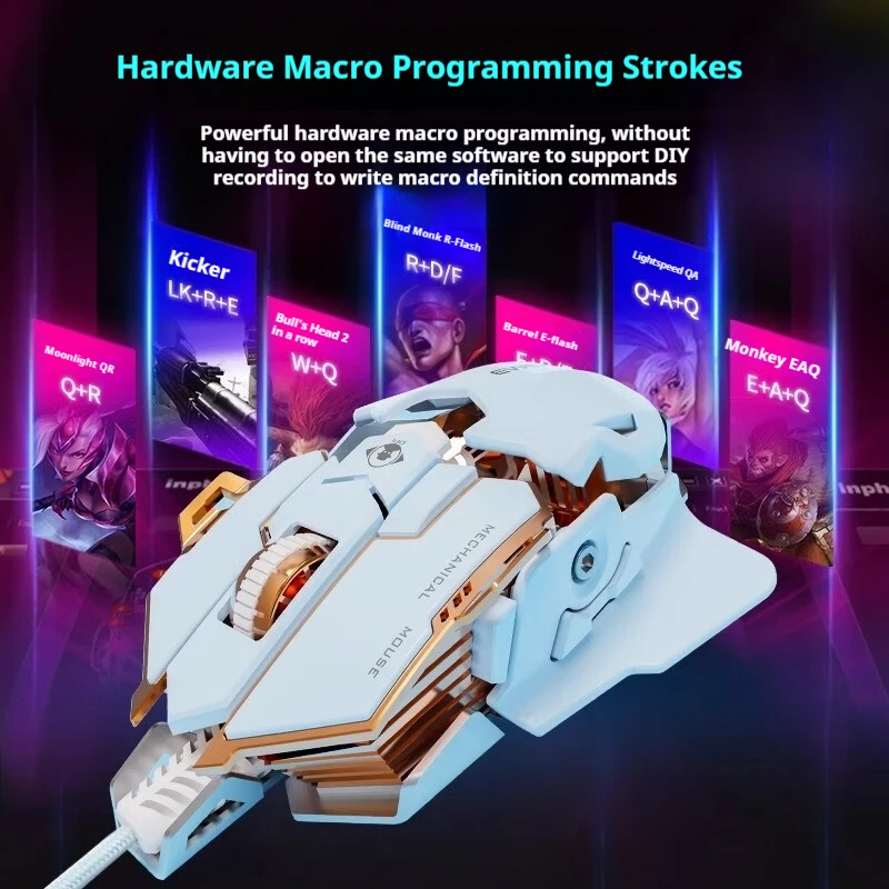 EWEADN G5 Ratón para juegos con cable USB Silencioso o audible opcional, Botones Teclas de función macro, para escritorio, computadora portátil, computadora, escuela - imagen 5