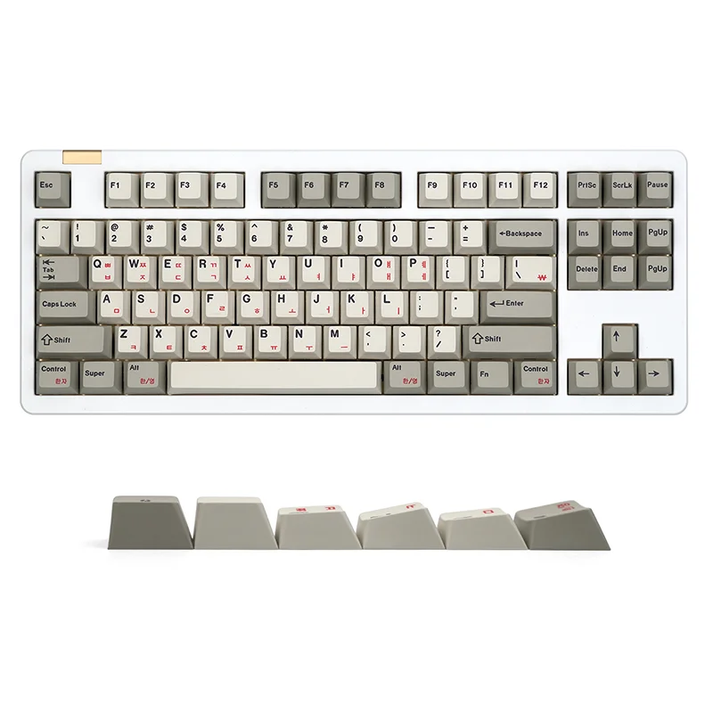 Teclas coreanas con perfil de cereza, teclas para teclado mecánico, juego de teclas Retro en inglés, 141 teclas, teclas Vintage rusas, griegas y blancas