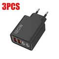 3Pcs EU Plug Black