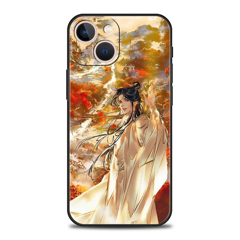 Luxury Phone Case For Apple iPhone 11 15 14 Pro MAX 12 13 7 8 Plus X XR XS MAX SE Silicone Black Cover Funda Tian Guan Ci Fu - imagen 4