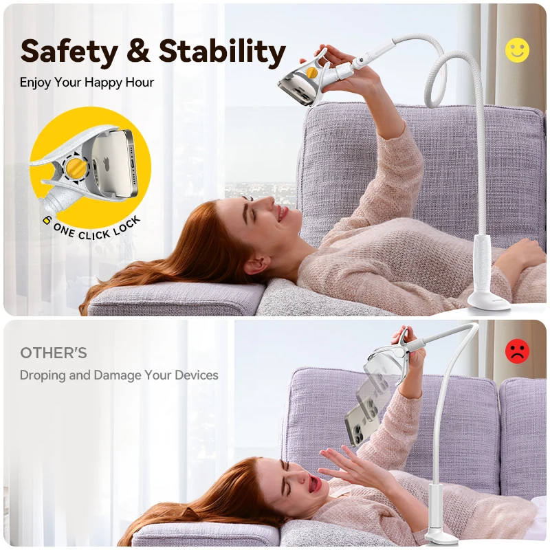 Joyroom-Soporte perezoso Flexible de brazo largo para cabecero de cama, Clip de cuello de cisne para teléfono de 4-7 ", abrazadera de montaje - imagen 2