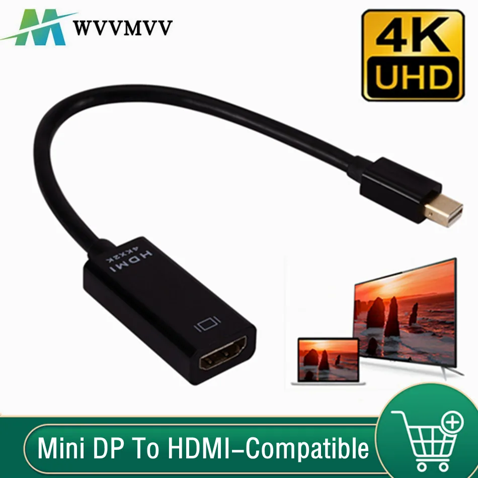 Cable adaptador Mini DP a HDMI, convertidor 4K/1080P macho a hembra DisplayPort a HD para Macbook Pro Air Mac Surface Pro