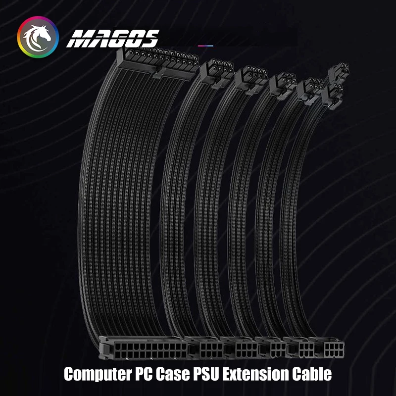 Cable de extensión para fuente de alimentación de computadora, ATX-24Pin GPU-8Pin CPU-8Pin 18AWG Cable de alimentación con peines, longitud 300 mm negro/blanco - imagen 4