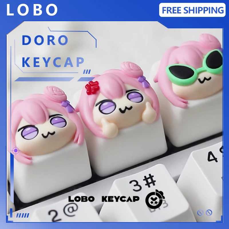 LOBO 3D Doro Anime Keycaps resina Kawaii creativo lindo teclado personalizado tapa dibujos animados para teclado mecánico Keycap