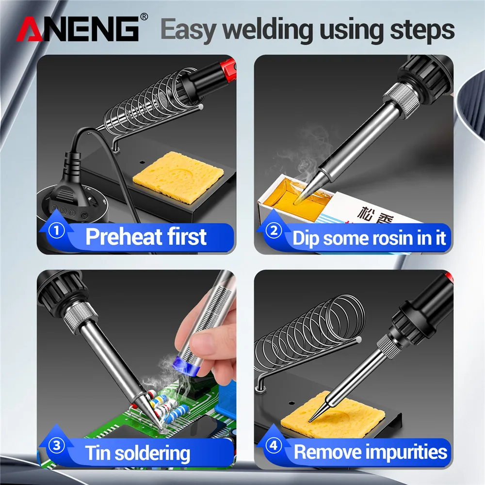 Kit de pistola para soldar de 60W, equipo de soldadura rápida ANENG SL105, estación de Reparación, punta de pistola para soldar, herramientas de reparación profesionales de 110V/220V - imagen 5