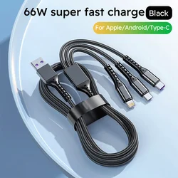 Cable Carga Nailon 3 en 1 USB-C 1,2m iPhone Samsung Xiaomi