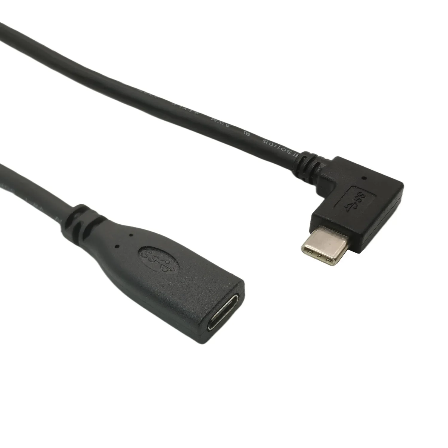 Cable de extensión USB C de ángulo recto de 0,2 m 90 grados Gen 2 10Gbps USB-C 3,1 macho a hembra Cable de vídeo 4K, extensor tipo C en forma de L - imagen 3