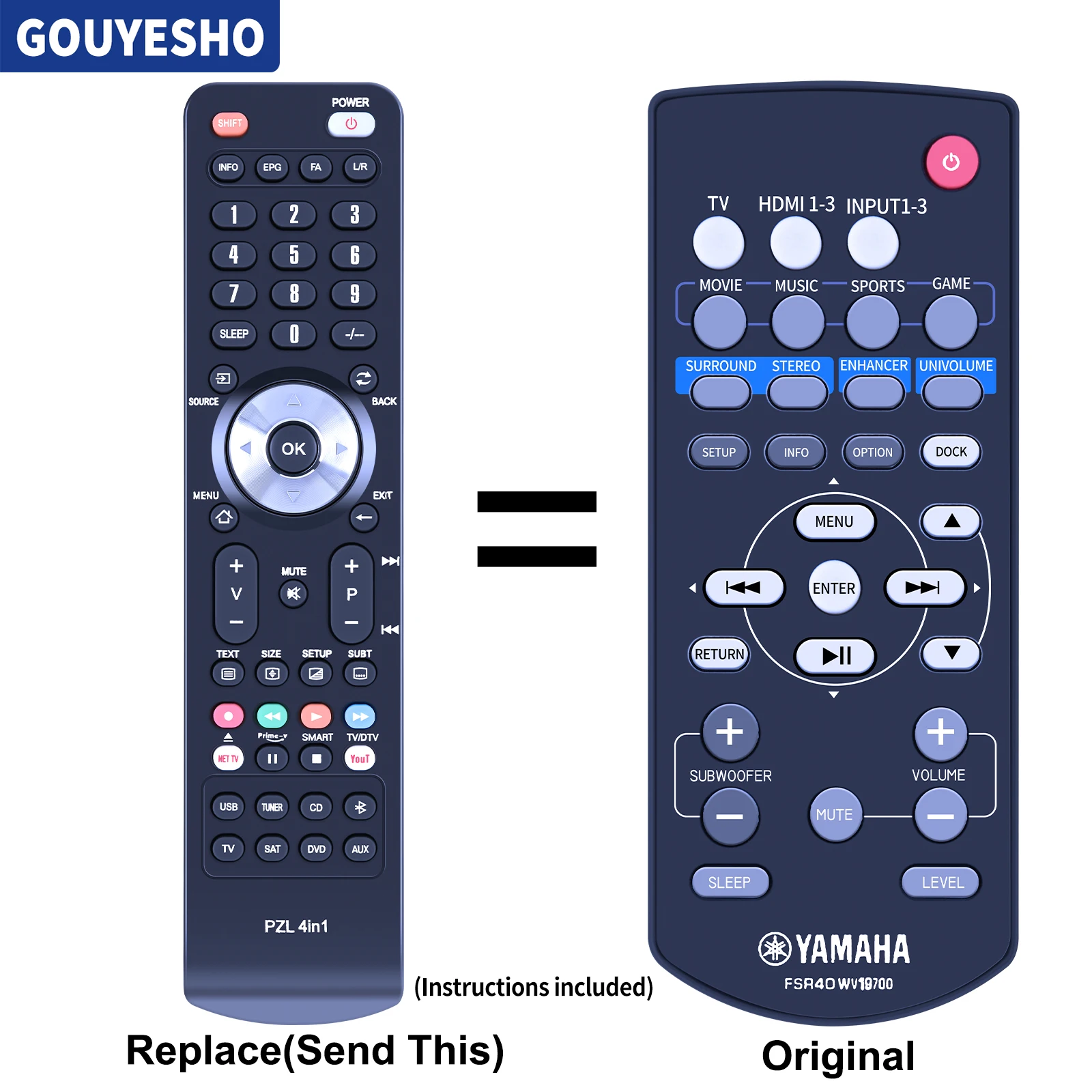 Nuevo mando a distancia de repuesto FSR40 WV19700 para Yamaha YRS-700 YRS700