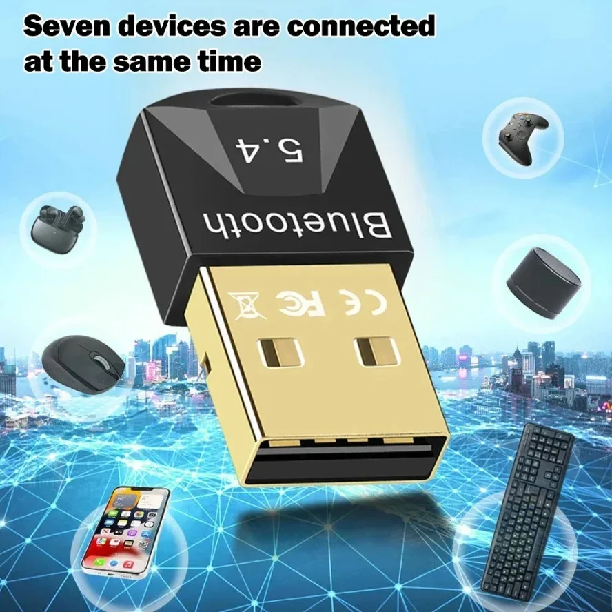 Adaptador USB BT5.4 transmisor receptor para Pc USB Bluetooth 5,3 5,1 Dongle receptor para altavoz ratón teclado transmisor de Audio - imagen 2