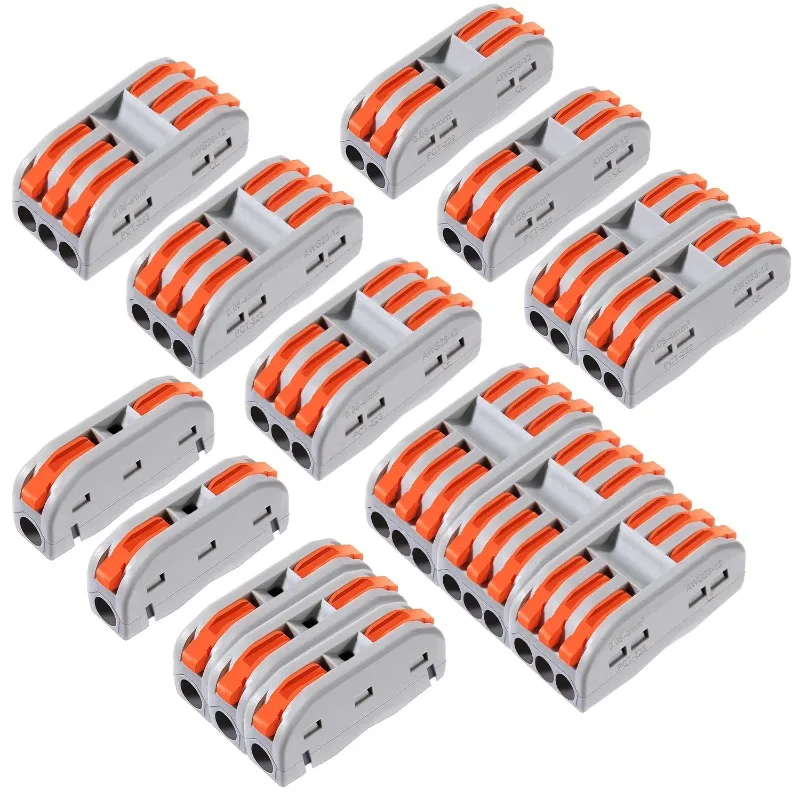 30 Uds conectores de cable tuercas de conector de cable de palanca de empalme compacta, conector 28-12 AWG 1/2/3 puertos, conectores de terminales de 2/3/4/6 vías