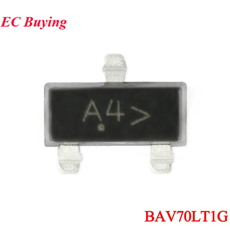 Transistor de conmutación SMD de cátodo común, Chip IC de diodo, 100 piezas/50 piezas, BAV70, BAV70LT1G, A4, 0.2A, 100V, SOT-23, 100V/200mA, 1 par