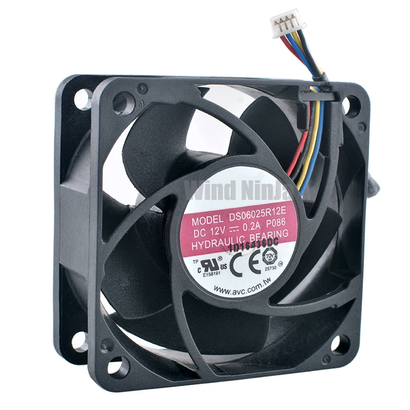DS06025R12E ventilador de refrigeración silencioso para chasis, fuente de alimentación de CPU, 6cm, 60mm, 60x60x25mm, DC12V, 0.20A, 4 pines