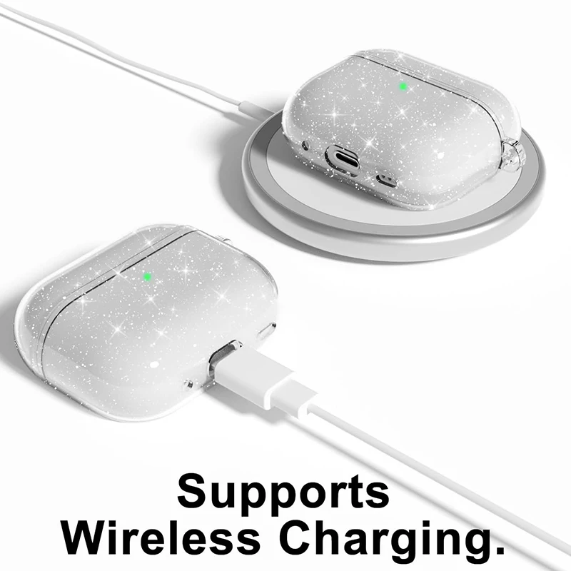 Funda de auriculares de TPU suave con purpurina ostentosa para Airpods 4 2024 Pro 2 de segunda generación Air Pods 3 1 de tercera generación con accesorio de llavero - imagen 5