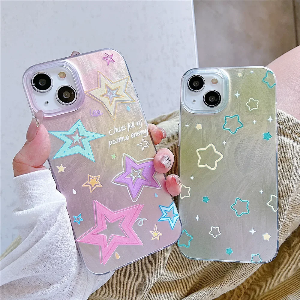 Reno 12F 5G funda colorida estrella teléfono OPPO Reno 11F 11 12 Pro A17 A16S A54S A53S A5 A9 A53 2020 A52 A72 4G cubierta protectora - imagen 2