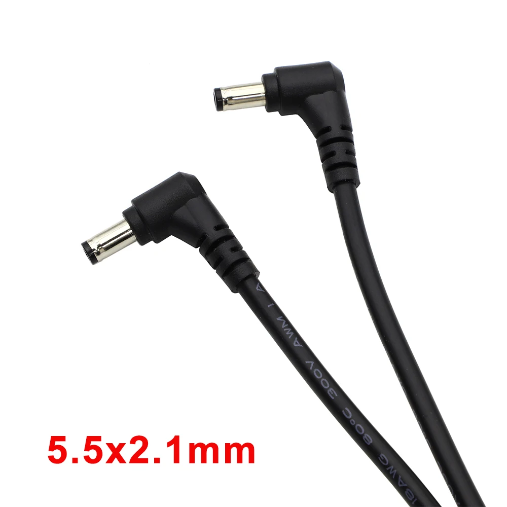 Enchufe de alimentación CC 18AWG 5,5x2,5mm/5,5*2,1mm macho a macho 90 conector de Cable tipo ángel derecho 12V 10A cables de extensión de alimentación 49cm - imagen 2