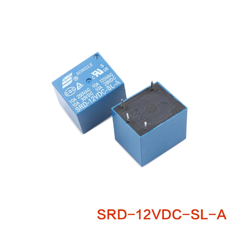 10 Uds DC 12V bobina SPDT 4 pines Mini relé de potencia PCB tipo SRD-12VDC-SL-A alta calidad