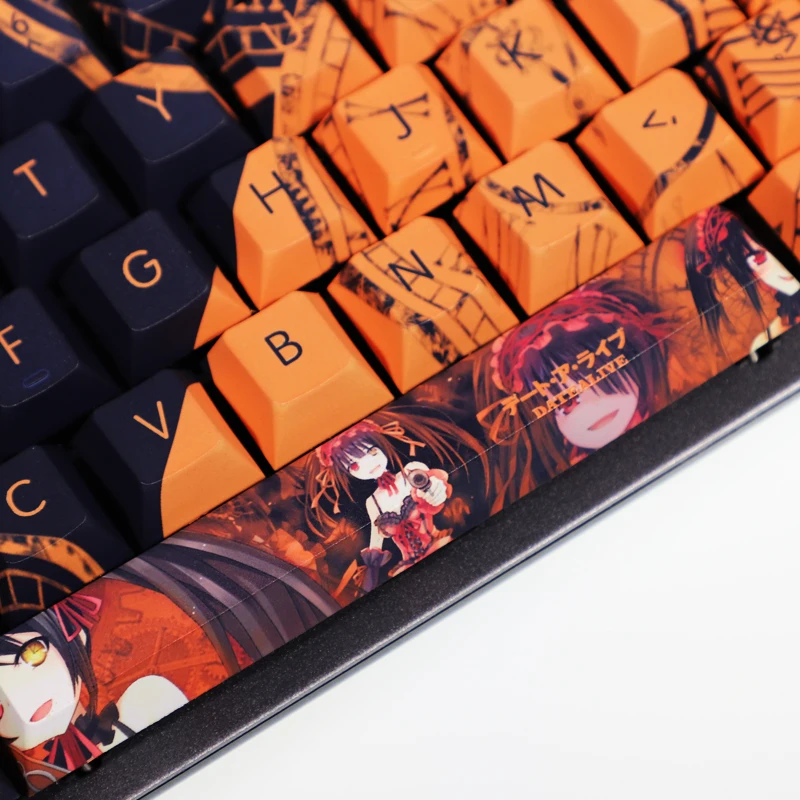 108 teclas PBT Dye Subbed Keycaps dibujos animados Anime Gaming Key Caps DATE A LIVE Tokisaki Kurumi Nightmare Cherry perfil Keycap - imagen 3