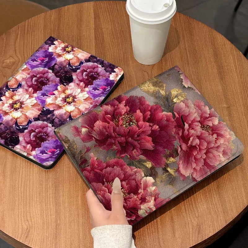 Fundas para tableta con flores carmesí para iPad Pro Air Mini 1, 2, 3, 4, 5, 6, 7, 7, 8, 9, 10, 30, 11, 10,2, 9,7, 10,5, 10,9, 11, 12,9
