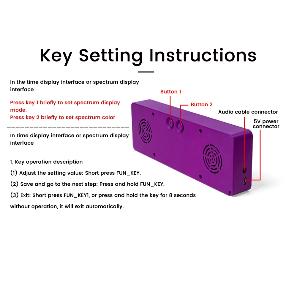 Pantalla de ritmo de espectro de música LED, indicador de nivel de Control de voz, Kit de captación de ritmo RGB deslumbrante, luz de ambiente, reloj electrónico - imagen 4
